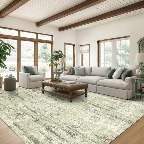 Valenrug 9x12 Area Rug, Large Abstract Washable Rugs for Living Room Green - Image 3