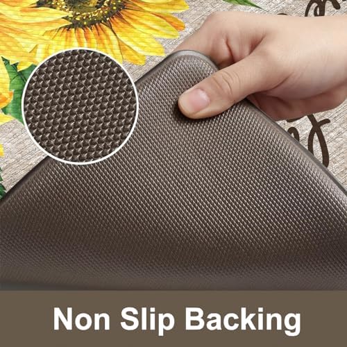 KIMODE Anti Fatigue Kitchen Mat for Floor,Farmhouse Sunflower Kitchen Rugs - Image 4