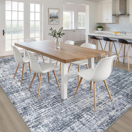 LOONGRUG 6x9 Area Rug Washable Neutral Moder Living Roomn Rug Navy Blue - Image 5