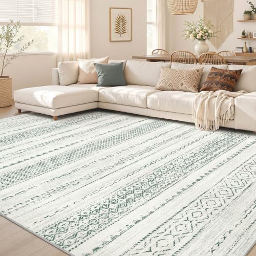 Nakagishi Boho 5x7 Area Rug Living Room Rugs Machine Washable Green by NakagishiAreaRug