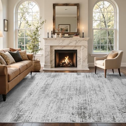 5x7 Ft Abstract Washable Area Rugs for Living Room Grey - Image 2