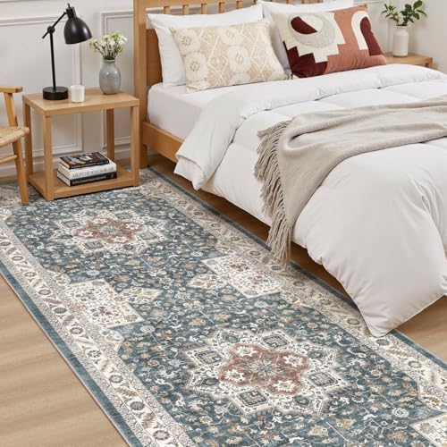 cotiled 3x10 Hallway Runner Rug for Entryway, Non-Slip Vintage, Vintage Blue - Image 4