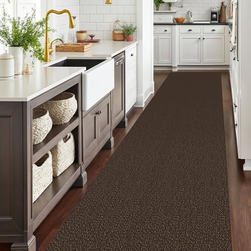 EARTHALL Washable Runner Rug, Non Slip Hall Runner, 3x18 Ft, Brown/Coffee - Image 6