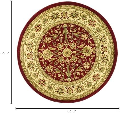 SAFAVIEH Lyndhurst Round Rug 5'3", Red & Ivory LNH212F - Image 2