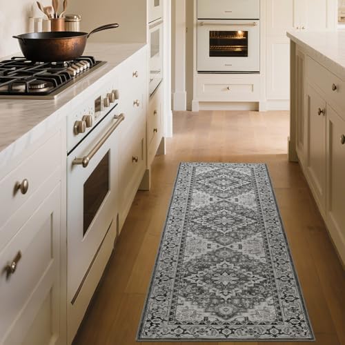 Lofus 2x6 Hallway Kitchen Washable Runner Rug, Boho Entry Long Carpet Grey - Image 3