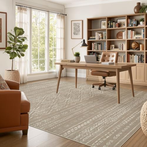 Nakagishi Boho 6x9 Area Rug Living Room Rugs Machine Washable Dark Brown - Image 5