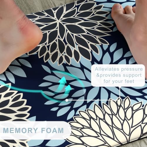 Kitchen Mats Set of 2 Cushioned Anti Fatigue Kitchen Rugs Non Slip Waterproof Runner Memory Foam Kitchen Floor Mat Comfort Standing Mat for Sink, Office, Laundry, Navy Blue - Image 3