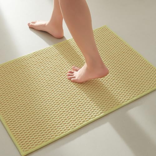 TYUU Bathroom Rugs Non Slip Washable, Super Absorbent Thin Bath Mat Small Quick Dry Low Pile Bathroom Rug, Yellow 20"x30" by TYUU