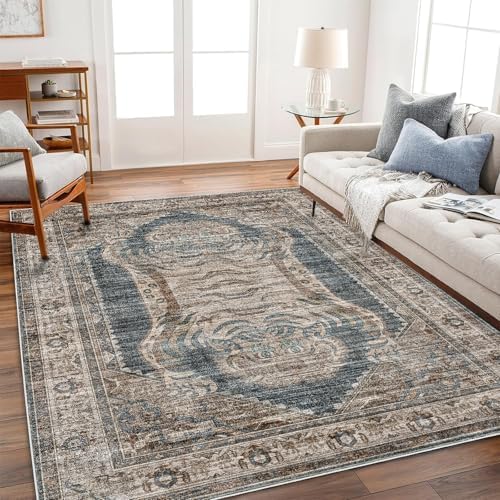 CHAMPLANT Area Rug 6'x9' Washable Vintage Traditional Floor Cover Thin Retro Kitchen Indoor Distressed Non Slip Carpet for Living Room Bedroom Dining Room by CHAMPLANT