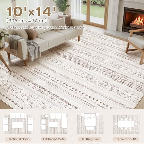 kakania Washable 10x14 Area Rug for Living Room: Boho Geometry Home Decor - Image 2
