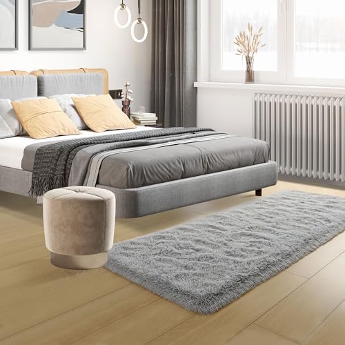 Tepook Grey Soft Runner Rugs for Bedroom 2x6 ft with Rubber Backing - Image 5