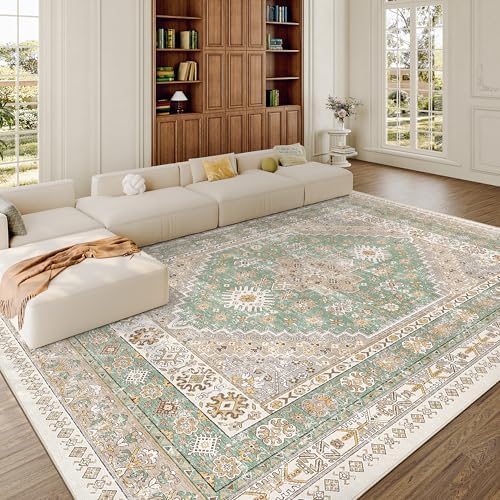 zesthome 9x12 Area Rugs for Living Room,Large Washable Rug,Green by Zesthome