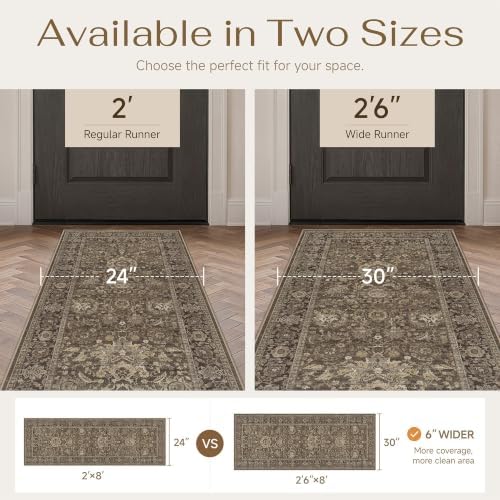 HUGEAR Hallway Runner Rugs 2'6 x 10' Brown Vintage Rug - Image 5