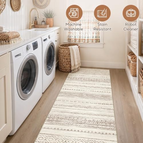 Nakagishi Boho 2x6 Runner Rug Machine Washable Rugs Non Slip Brown - Image 5