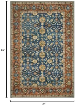 KUTA Vintage 2x3 Rugs for Entryway Washable Kitchen Rug Blue Terracotta - Image 2
