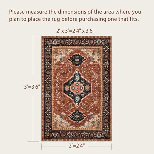 Tangsoo Oriental 2x3 Washable Rugs for Entryway, Non Slip Small Area Rug - Image 2