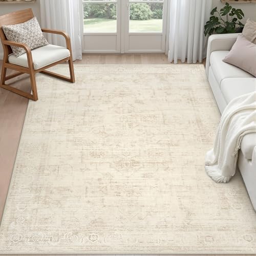 8x8 Area Rugs Living Room: Bedroom Neutral Washable Carpet Beige by Luxturiy