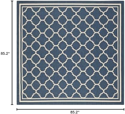 SAFAVIEH Washable Rug Outdoor Courtyard Collection - 7'10" Square, Navy & Beige, Non-Shedding & Easy Cleaning, Ideal for Patio, Backyard, Mudroom (CY6918-268) - Image 4