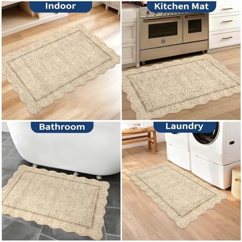 GarveeHome Scalloped Door Mat 2x3 Rugs for Entryway Washable Non-Slip - Image 3