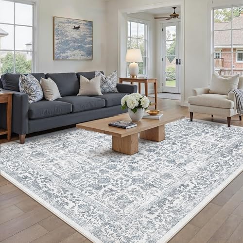 PureCozy Navy Blue Area Rug 10x14 Vintage Floral - Image 2