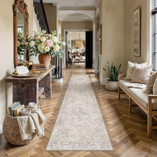 HUGEAR Beige Runner Rugs 3x8 Washable Rug Indoor Carpet by HUGEAR