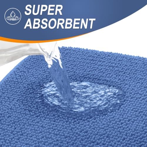 OLANLY Memory Foam Small Bathroom Rug 24x16, Absorbent Mat, Cornflower Blue - Image 3