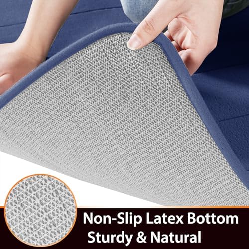 Yimobra Bathroom Runner Rugs 72"x24" Non Slip Washable Memory Foam Bath Mat, Super Soft Water Absorbent Hallway Carpet for Vanity Tub Shower, Navy Blue - Image 5