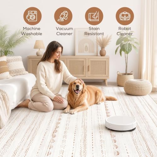 Nakagishi Boho 10x12 Area Rug Living Room Rugs Machine Washable Brown - Image 3