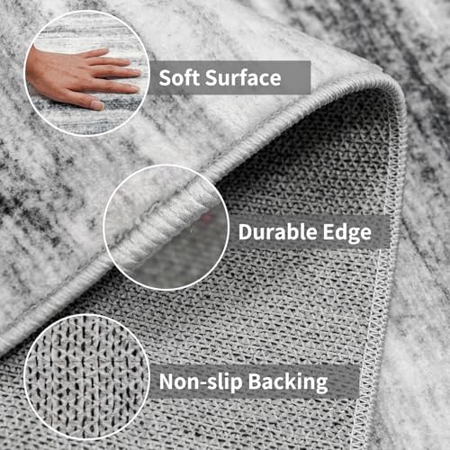 Large Runner Rugs for Hallway 4x16: Non-Slip Washable Wide Carpet - Soft Low-Pile Stain and Spill Resistant Rug for Entryway Living Room Dining Room Balcony Garage Office Grey - Image 4