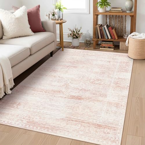 3x5 Entryway Pink Area Rugs, Vintage Floral Washable Cute Rugs - Image 4