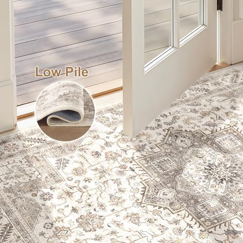 cotiled 3x5 Area Rug for Living Room, Washable, Traditional, Light Brown - Image 4