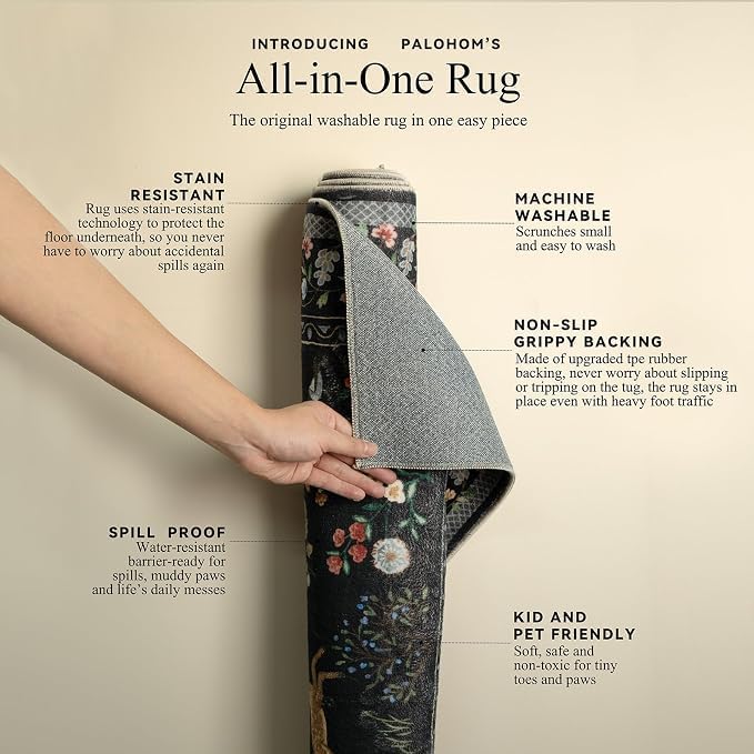 Machine Washable Kitchen Runner Rugs: 2'x10' Hallway Runner Non Slip Low Pile Stain Resistant Soft Carpet Runners for Hallways Indoor Entryway Kitchen Laundry Room Bedroom Farmhouse - Image 4