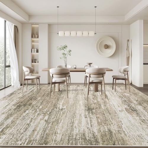 Washable Rug 8x10 Area Rugs for Living Room: Large Neutral Soft Rug Abstract Non Slip Low Pile Modern Carpet for Bedroom Kitchen Nursery Office Dining Room Indoor (Brown, 8'x10') - Image 7