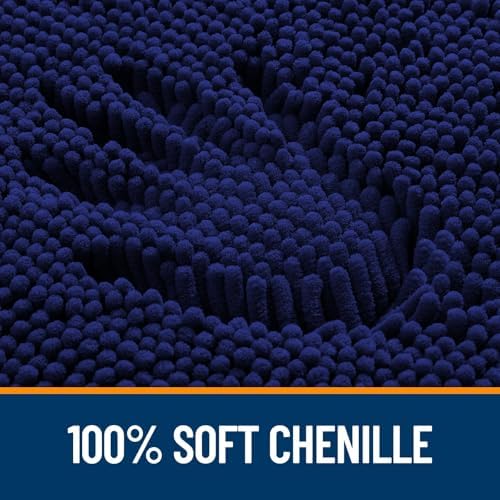 OLANLY Chenille Bathroom Rugs Sets 3 Piece, 36"x24"+24"x16"+24"x20", Navy - Image 2