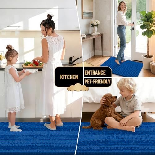 OLANLY Thick Chenille Small Bathroom Rugs Mats 24x16, Deep Navy Blue - Image 6