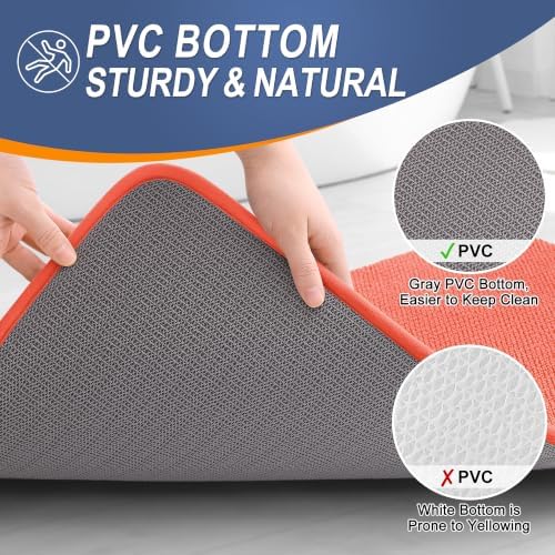 OLANLY Thick Memory Foam Bathroom Rugs 36x24, Absorbent Bath Mat, Coral - Image 4