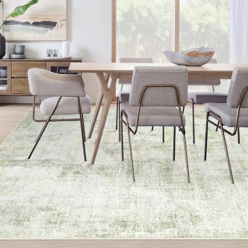 Area Rugs 8x10 Living Room: Washable Rug Modern Abstract Large Rugs Soft Non Slip Neutral Rug Stain Resistant Indoor Carpet for Bedroom Kitchen Dining Room Home Office Rugs(Green Brown,8'x10') - Image 3