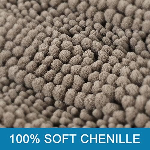 Non Slip Thick Shaggy Chenille Bathroom Rug Mat Set Extra Soft and Absorbent Striped Floor Rugs, 2 Piece, Machine-Washable - Image 3