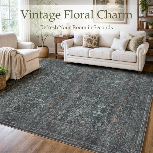 JOLLYVOGUE 9x12 Area Rugs for Living Room, Washable Rug, Dark Green - Image 2