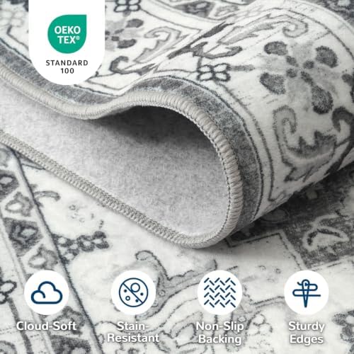 Lessymo 5x8 Area Rug for Living Room, Machine Washable Super Soft Rugs Grey - Image 7