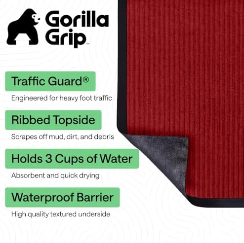 GORILLA GRIP Traffic Guard Indoor Outdoor Heavy Duty Door Mat, 35x23 Red - Image 2