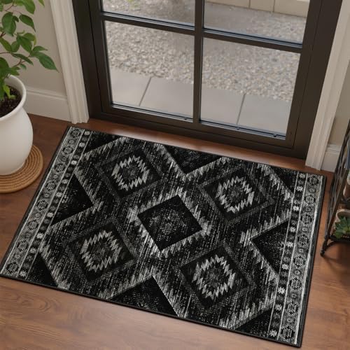 BESTSWEETIE 2'x3' Washable Samll Rug for Living Room Black by BESTSWEETIE