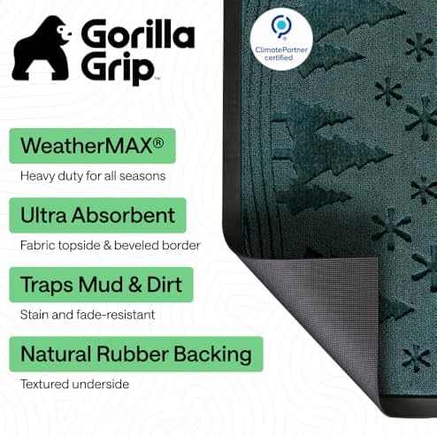 GORILLA GRIP WeatherMAX Door Mat, Indoor Outdoor, 35x23, Green Snowscape - Image 2