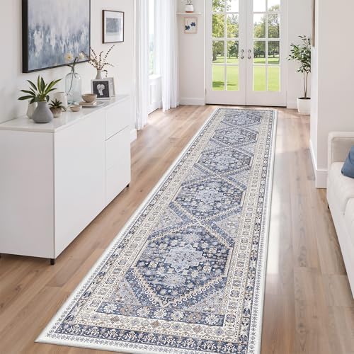 zesthome 2'6 x 12' Runner Rug Non Slip,Washable Kitchen Rugs,Blue - Image 3