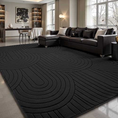 Sour Lemon 5x7 Area Rugs for Living Room Bedroom, Large Carpet Black Rug by SourLemon