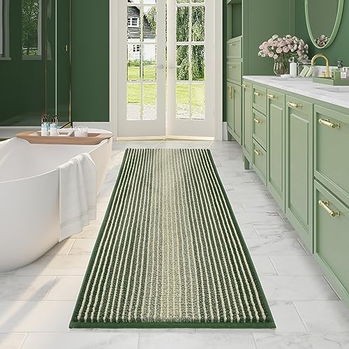 BSICPRO Large Bathroom Rugs Runner, 22x60 Chenille Bath Mats, Green by BSICPRO