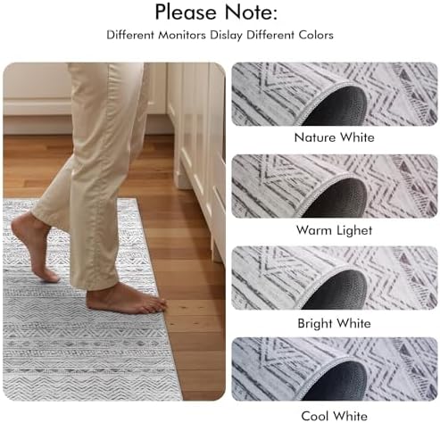 Ksrau 3x10 Runner Rug Washable Moroccan: Non Slip Hallway Floor Mat Grey - Image 4