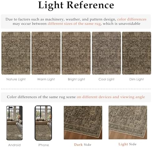 PureCozy Brown Area Rug 9x12 Vintage Oriental Distressed - Image 2