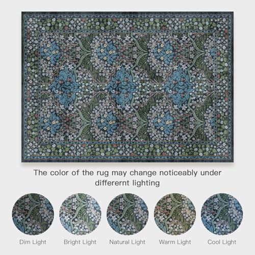 Lofus 8x10 Floral Living Room Rug, Washable Large Area Rugs Blue Green - Image 5