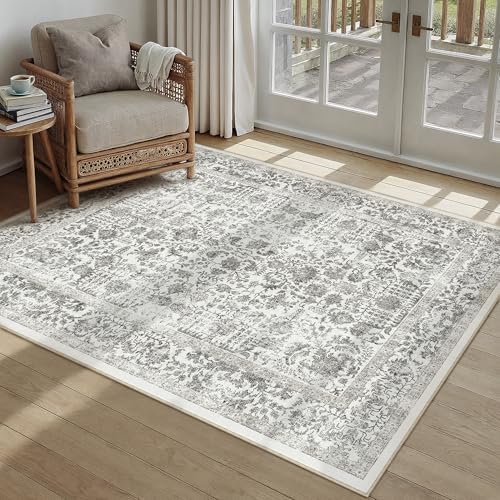 PureCozy Black Small Area Rug 4x5 Vintage Floral by PureCozy
